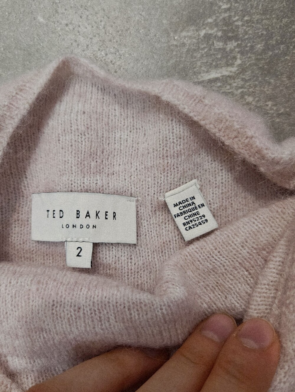 Ted Baker London "Teebow" Short Sleeve Top. Wool. Mohair. Light Pink. Bow. 6 US. - Picture 5 of 10